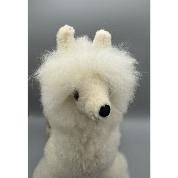 So SOFT Plush Alpaca Llama Animal Toy White & Brown Fluffy Real Alpaca Fur - Picture 7 of 7